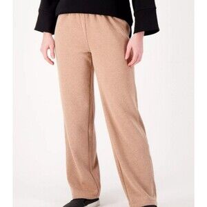 Isaac Mizrahi Live! Soho Plushed Pull On Wide Leg Sweat Pants Plus 1X TALL